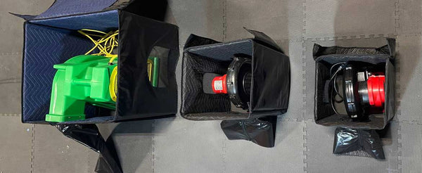 different sizes of the sound dampening box for inflatables blowers