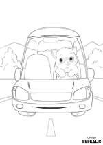 Chat qui conduit une voiture - Bébéalis - Coloriage pour enfant
