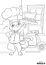 Chat gourmet avec une pizza - Bébéalis - Coloriage pour enfant