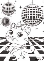 Chat qui danse - Bébéalis - Coloriage pour enfant