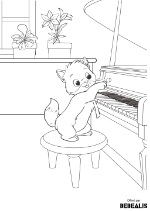 Chat qui joue du piano - Bébéalis - Coloriage gratuit pour enfant