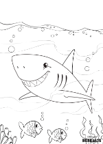 Coloriage gratuit - Requin avec poissons