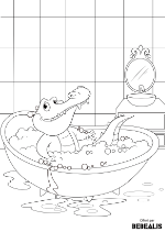 Coloriage gratuit - Crocodile prend son bain