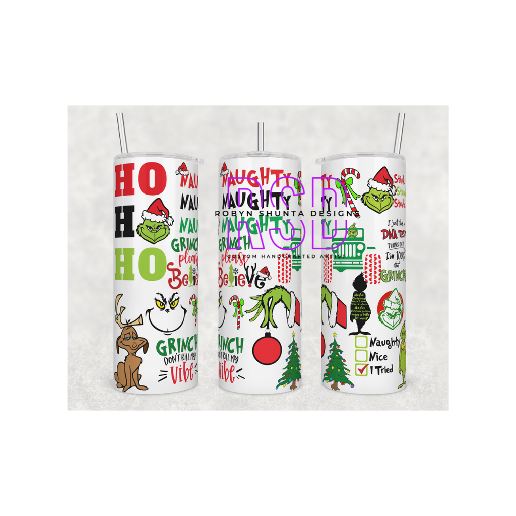 Engraved 40oz Tumbler Wrap Grinch Leopard, Christmas Theme