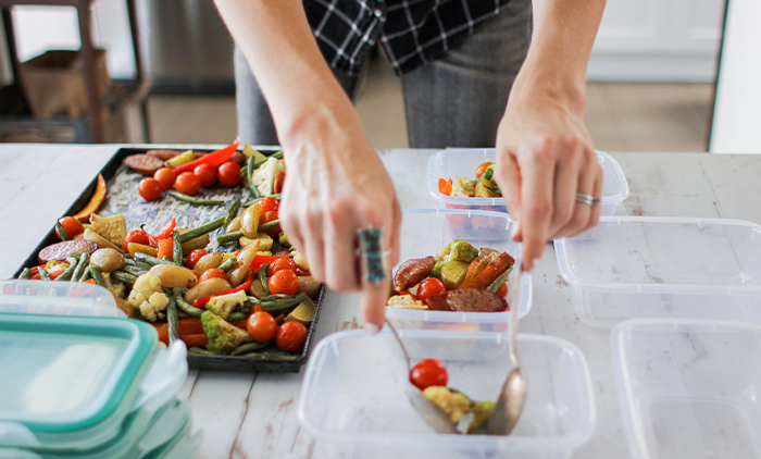 man prepares healthy food