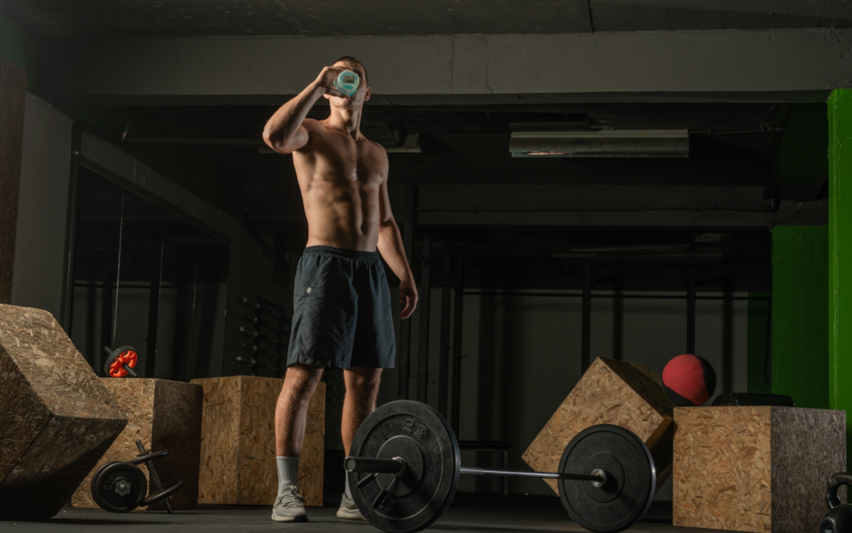 Man drinking pre-workout