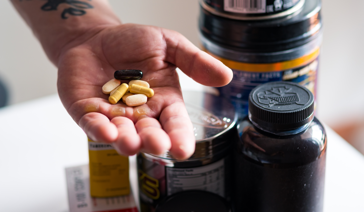 hand holding supplements