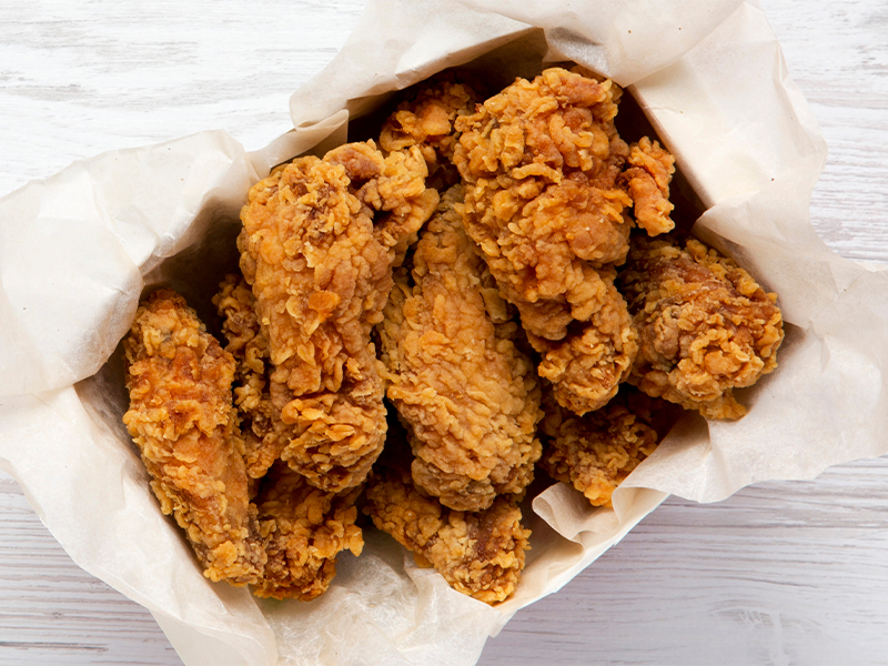 Basket of fried chicken for dirty bulking