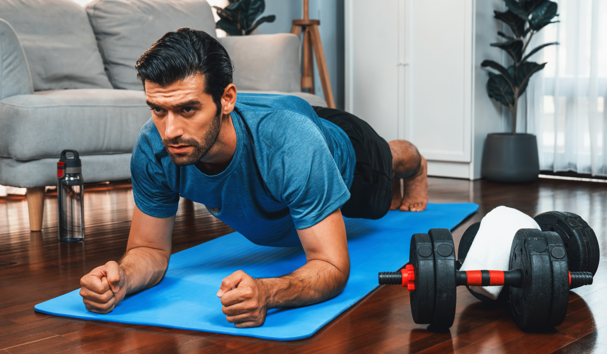 man doing plank