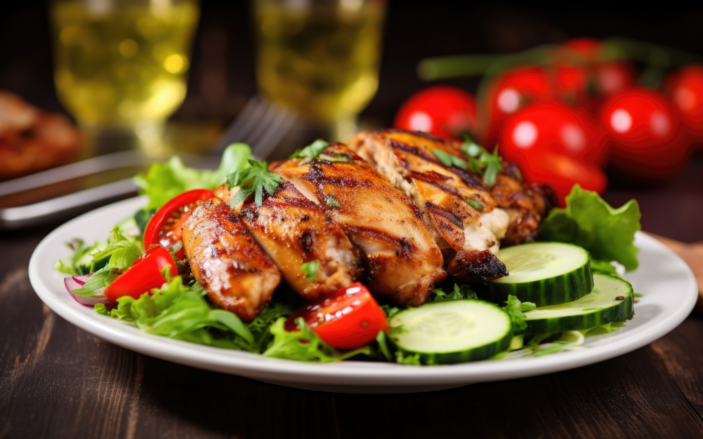 Grilled chicken and salad