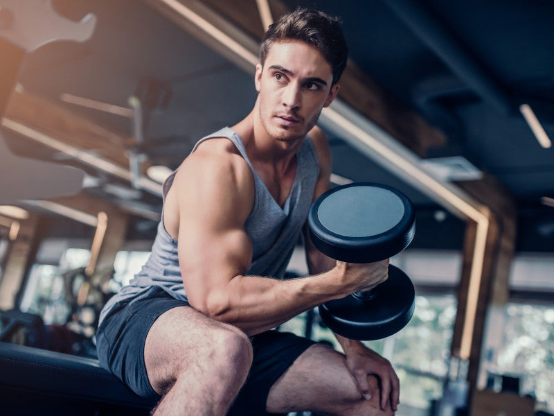 Man exercising at the gym