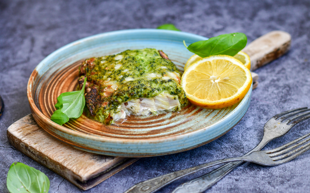 Crusted fish with lemon