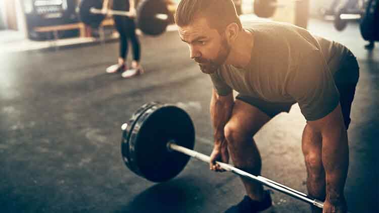 man doing deadlift