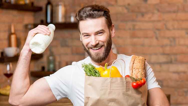 Man buys healthy foods
