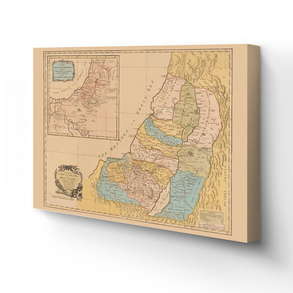 1760 Land of Canaan Holy Land Map Canvas Wall Art