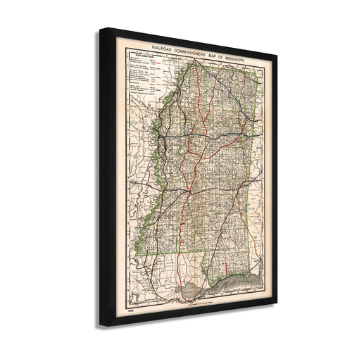 Arkansas, Louisiana and Mississippi 1883 Map 16x24 Inch / Fine Art Paper /  No Frame