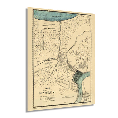  Historic Map : 1817 Louisiana. - Vintage Wall Art - 69in x  44in: Posters & Prints