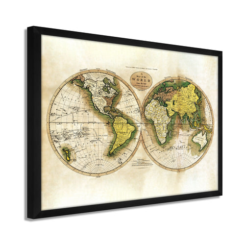 1565 Descripción universal de la pared del mapa de la Tierra Lámina  artística – Historic Prints