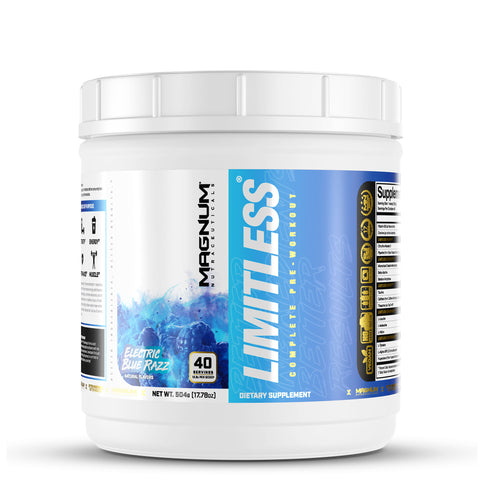 Limitless pre workout in Electric Blue Razz flavor