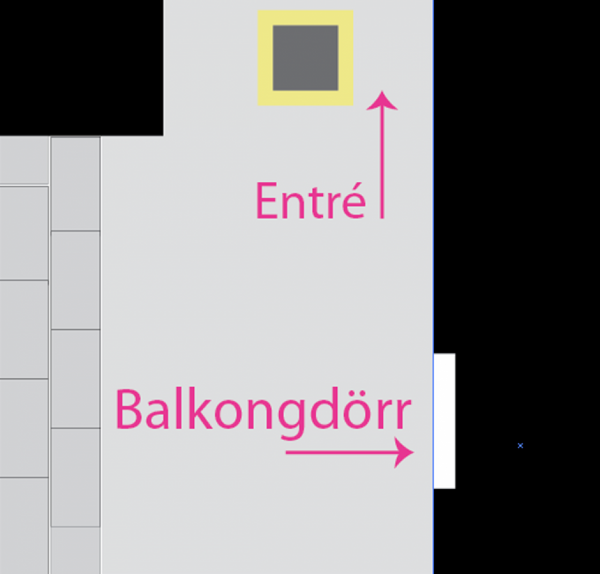 Ritning – Entré och balkongdörr