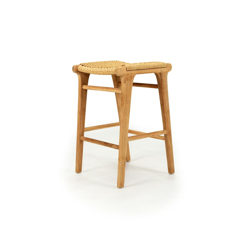 teak and rattan stool