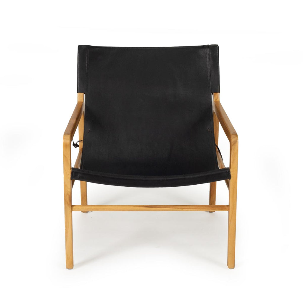 wood leather sling chair