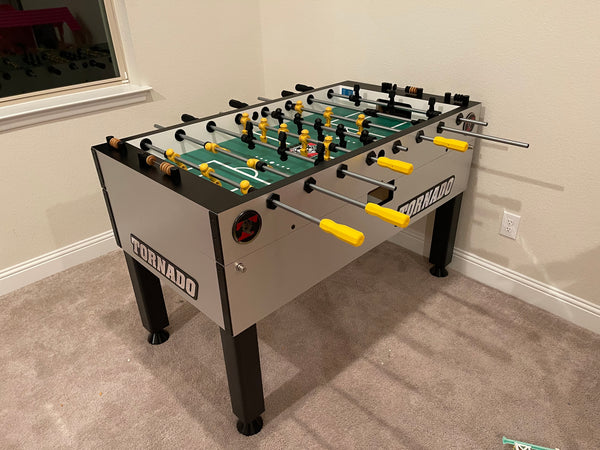 Tornado Tournament T-3000 Competition Foosball Table in Silver, with 1 man Goalie, delivered and assembled in Texas, July 2016