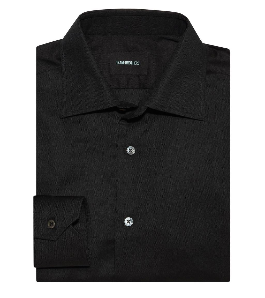 Avenir Black Cotton Spread Collar Shirt