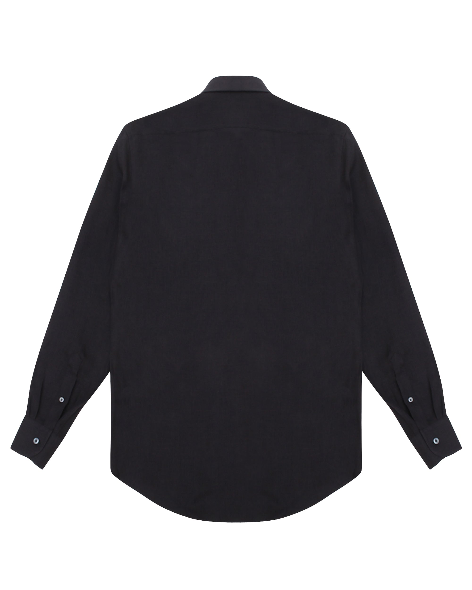 Black Linen Spread Collar Shirt 