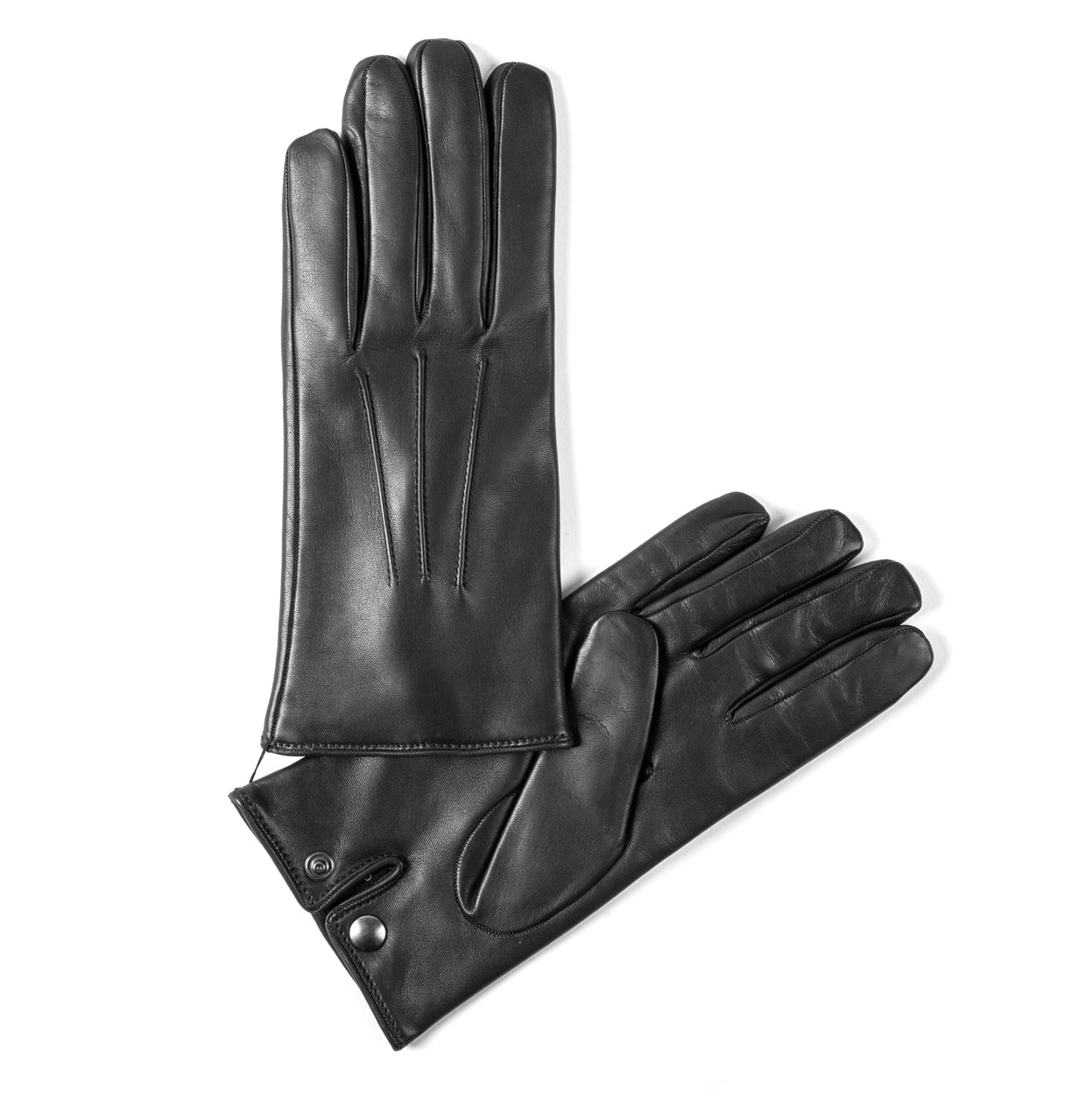 Black Cashmere-Lined Nappa Leather Gloves