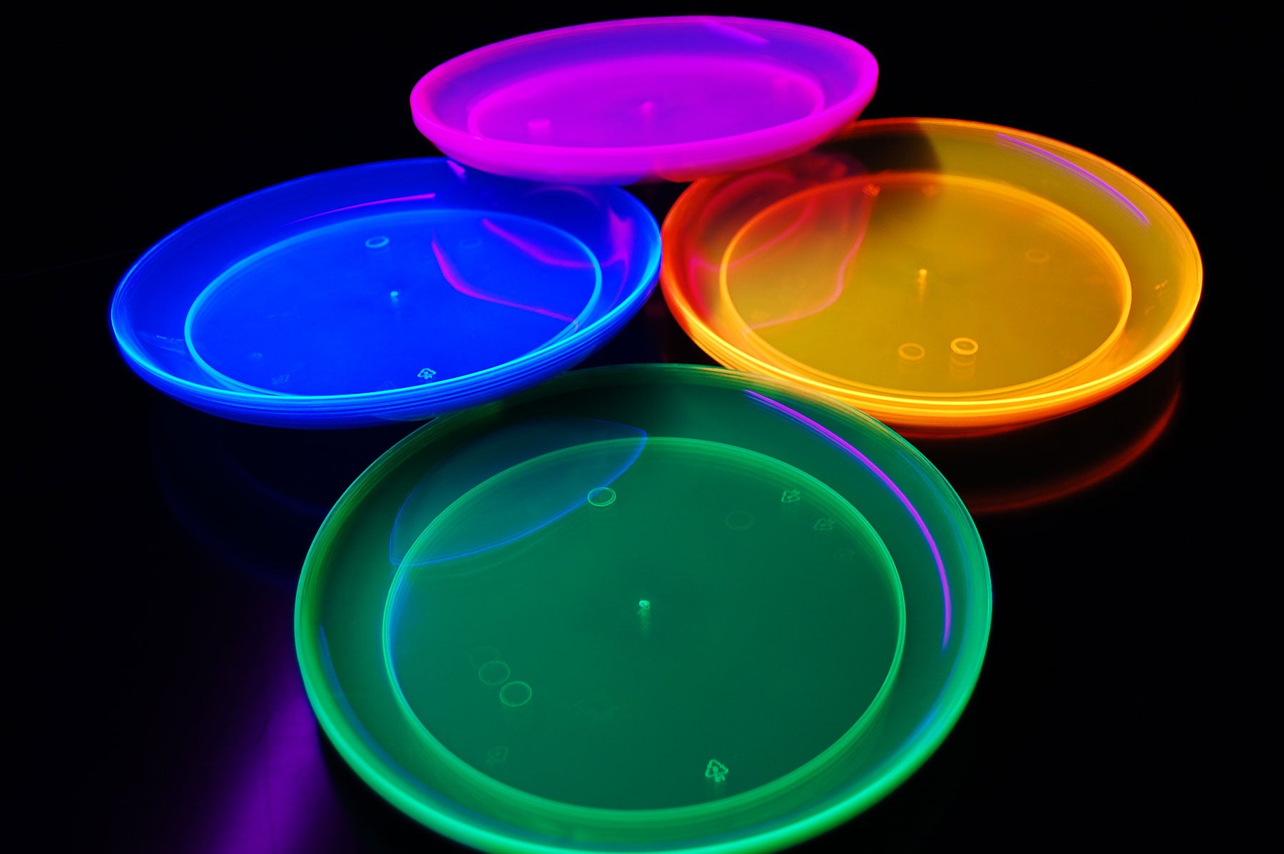 Exquisite Black Light Glow Party Plates - 9 Inch. - Assorted Colors - 60  count