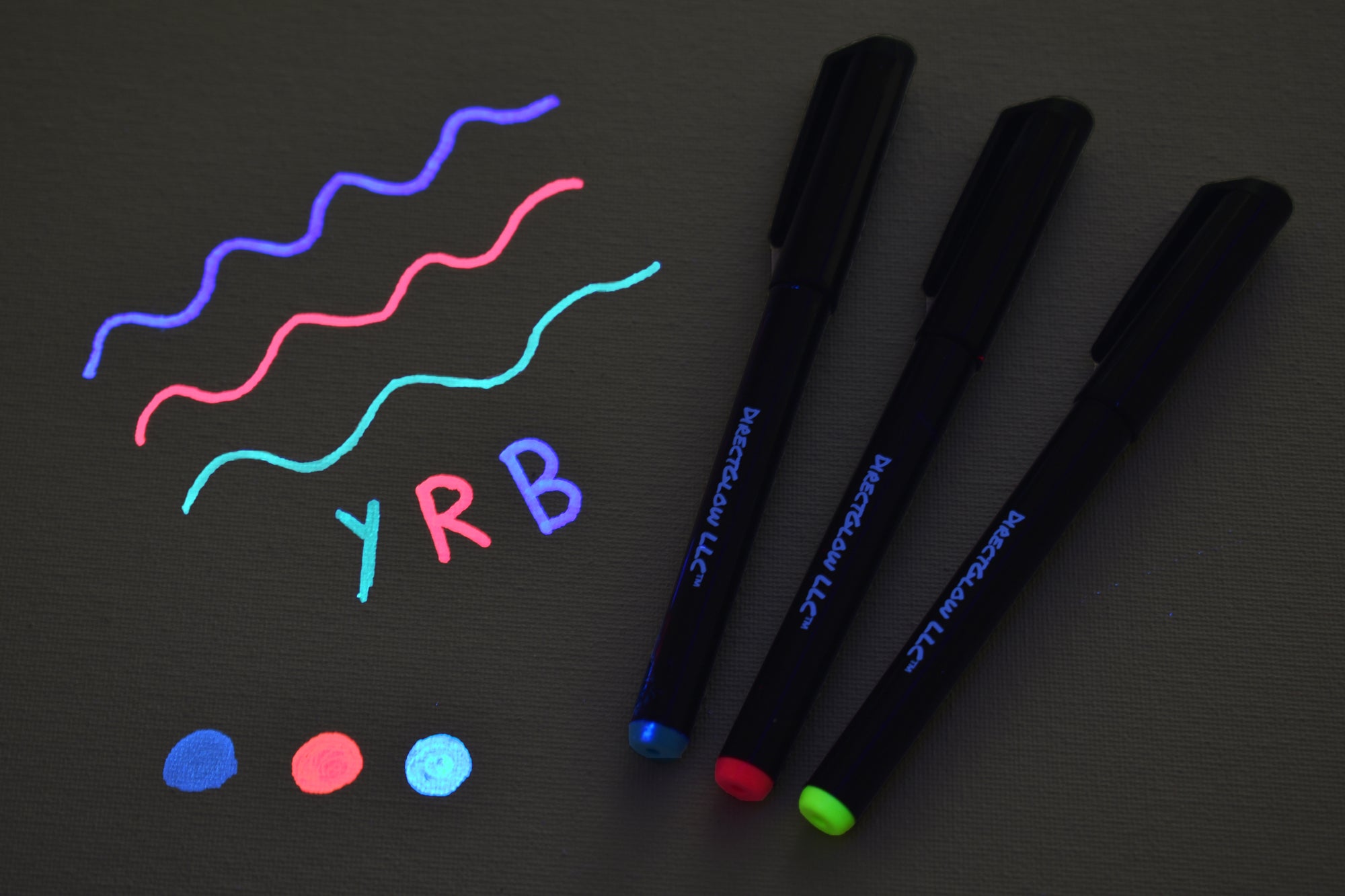 DirectGlow 12pc Invisible UV Blacklight Glow Ink Marker Pen Set with 4 UV  Lights