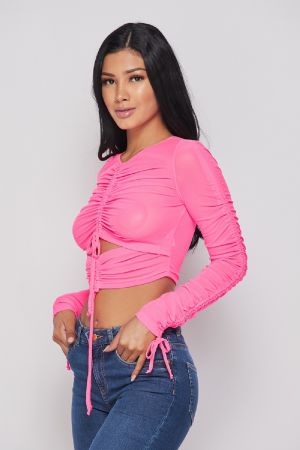 pink neon mesh top