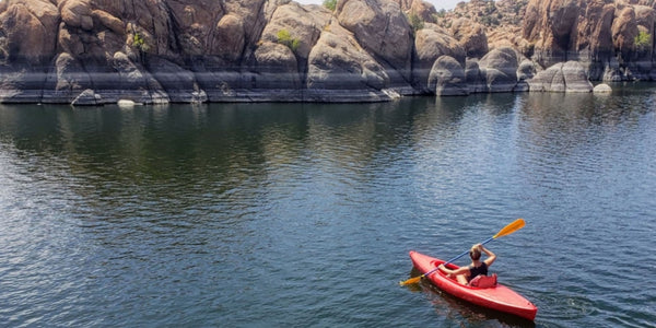 Kayaking in Watson Lake, Prescott, Arizona.