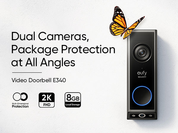 eufy Security Video Doorbell E340, 2K Camera, Wired or Battery Powered,  Color Night Vision, Expandable Local Storage up to 128GB, with HomeBase  S380 (HomeBase 3), No Monthly Fee 