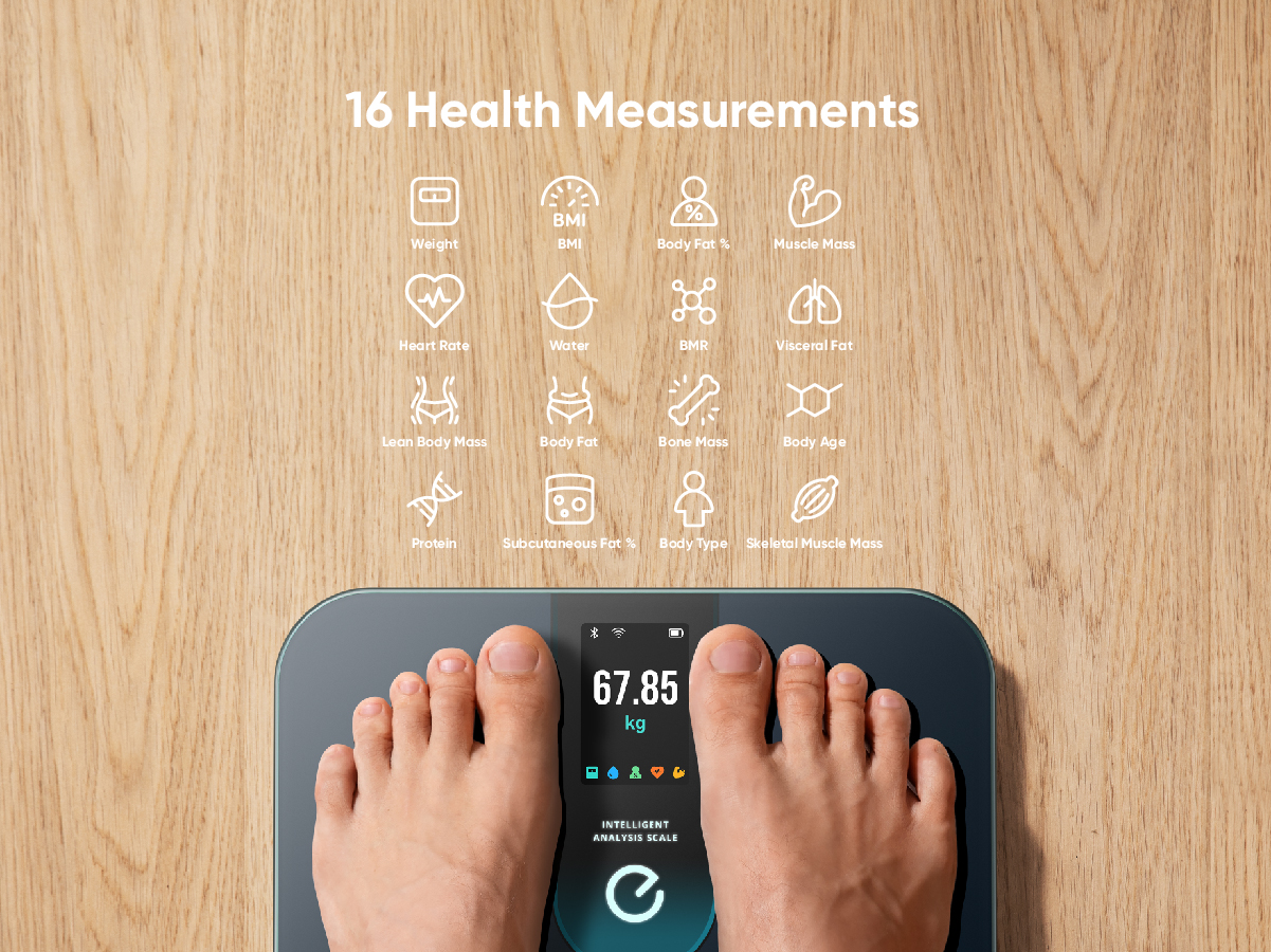 (Black) - Eufy Smart Scale P1 with Bluetooth, Large LED Display, 13 Measurements, Weight/Body Fat/BMI/Fitness Body Composition Analysis, Auto On/Off