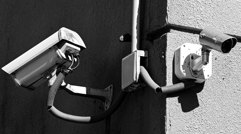 outdoor security cameras on a wall