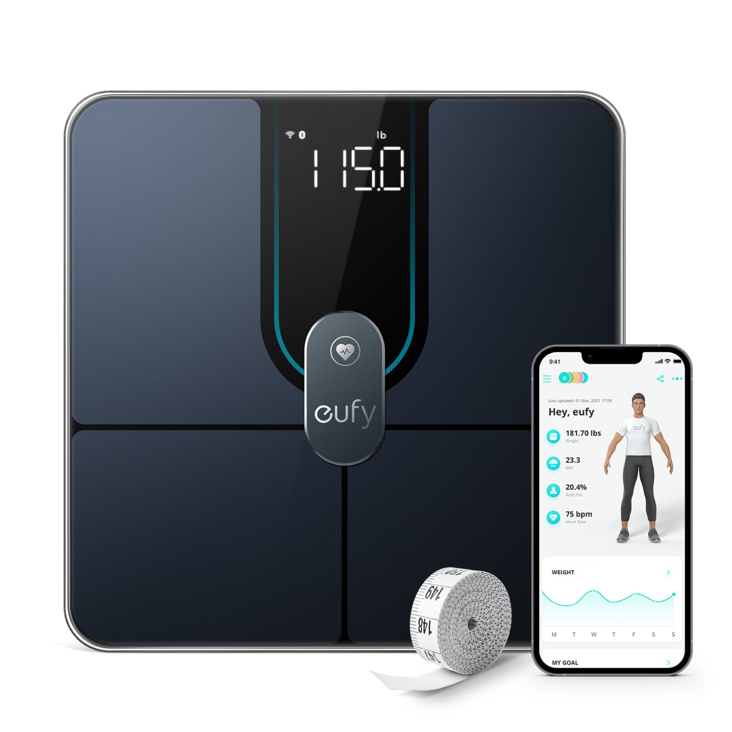 RENPHO Wi-Fi Bluetooth Body Fat Scale, Body Weight Scale, Smart BMI Scale,  Digital Scale, Wireless Body Composition Analysis & Health Monitor with ITO  Coating Technology, Black 