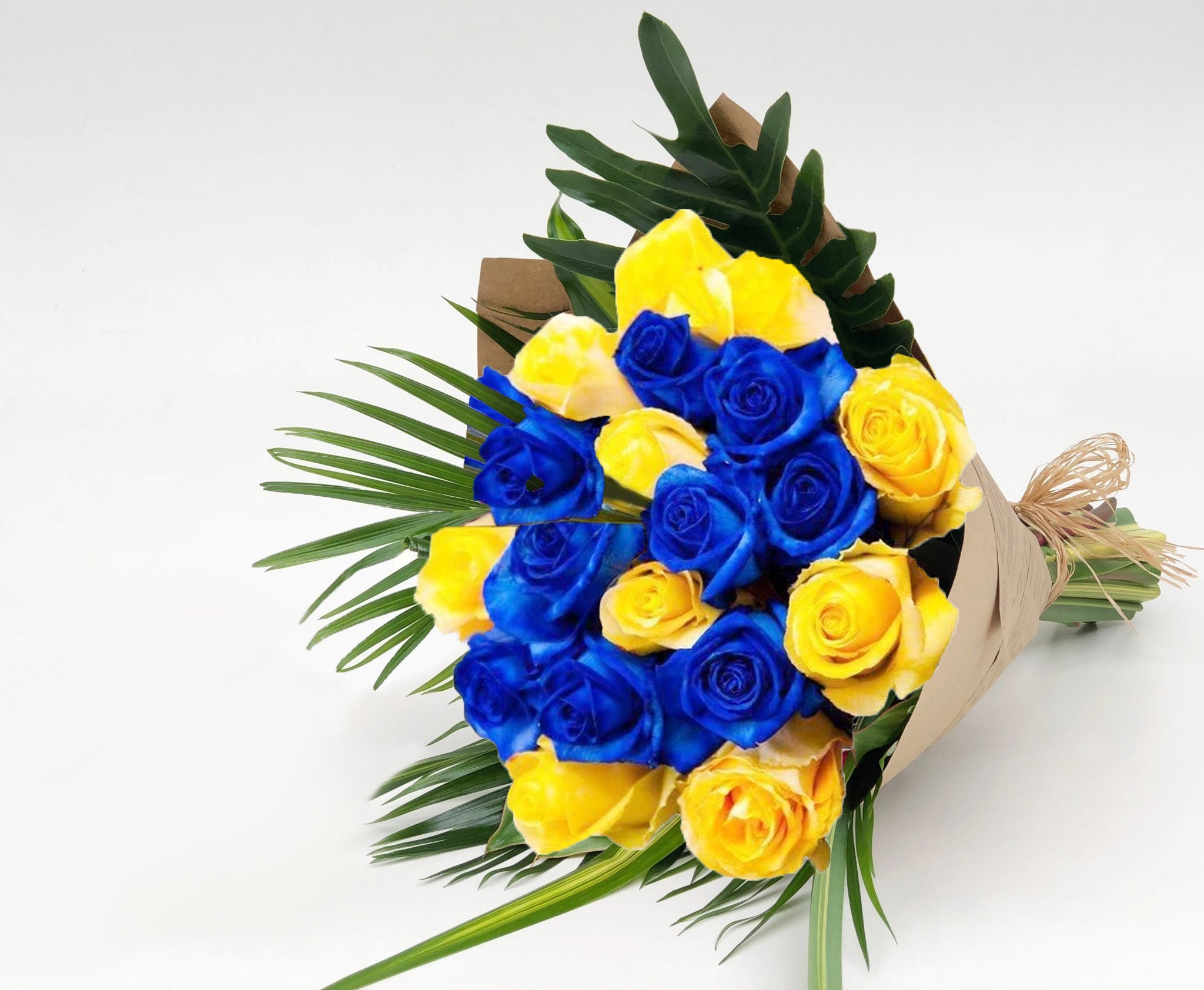 Dreaming of Peace™ Bouquet Toronto Flower Co.  Ukrainian flag roses, yellow and blue fresh Ecuadorian roses bouquet