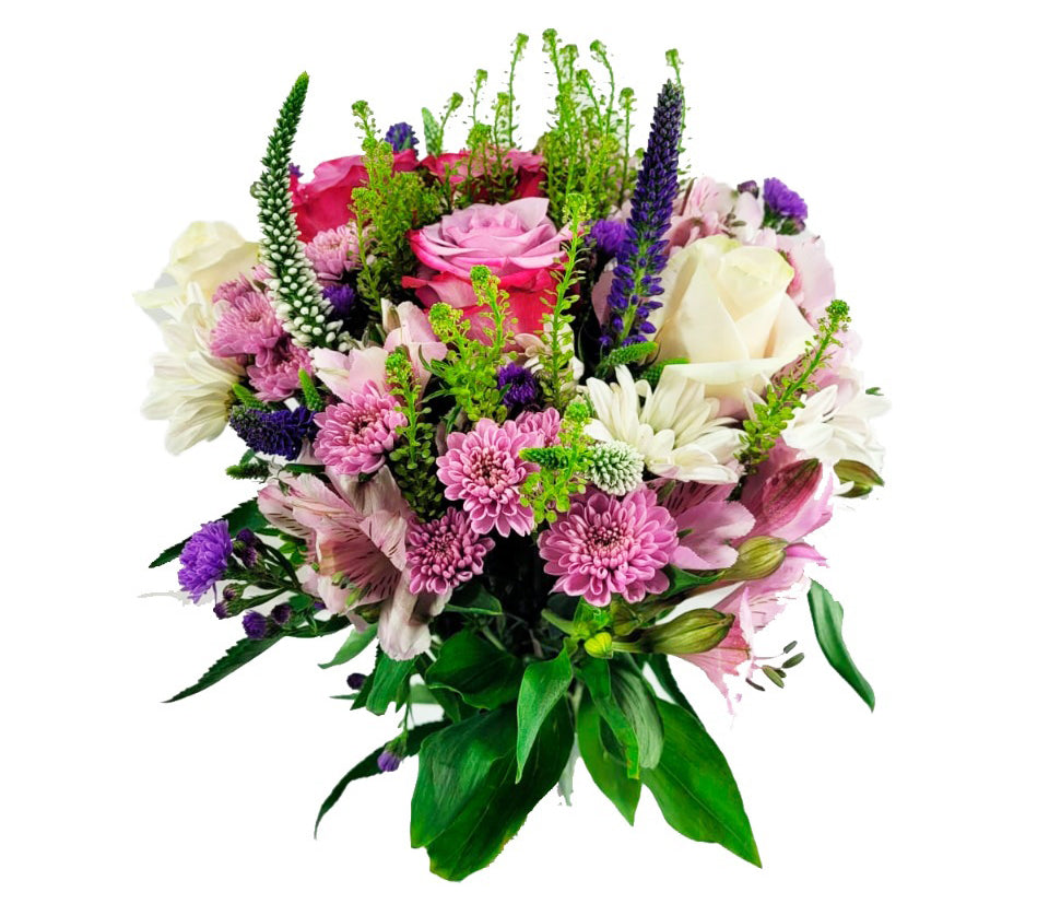 The most beautiful bouquet of flowers! In shades of purple and cream with long-lasting flowers grown in the mountains of Ecuador.