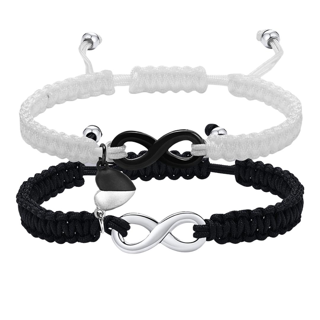 Amazon.com: Infinity Love Bracelets, Hand Weaving White and Black Bracelet  with Infinity Charm Bracelet, Boyfriend Girlfriend Bracelet, Couple Bracelet  : Clothing, Shoes & Jewelry