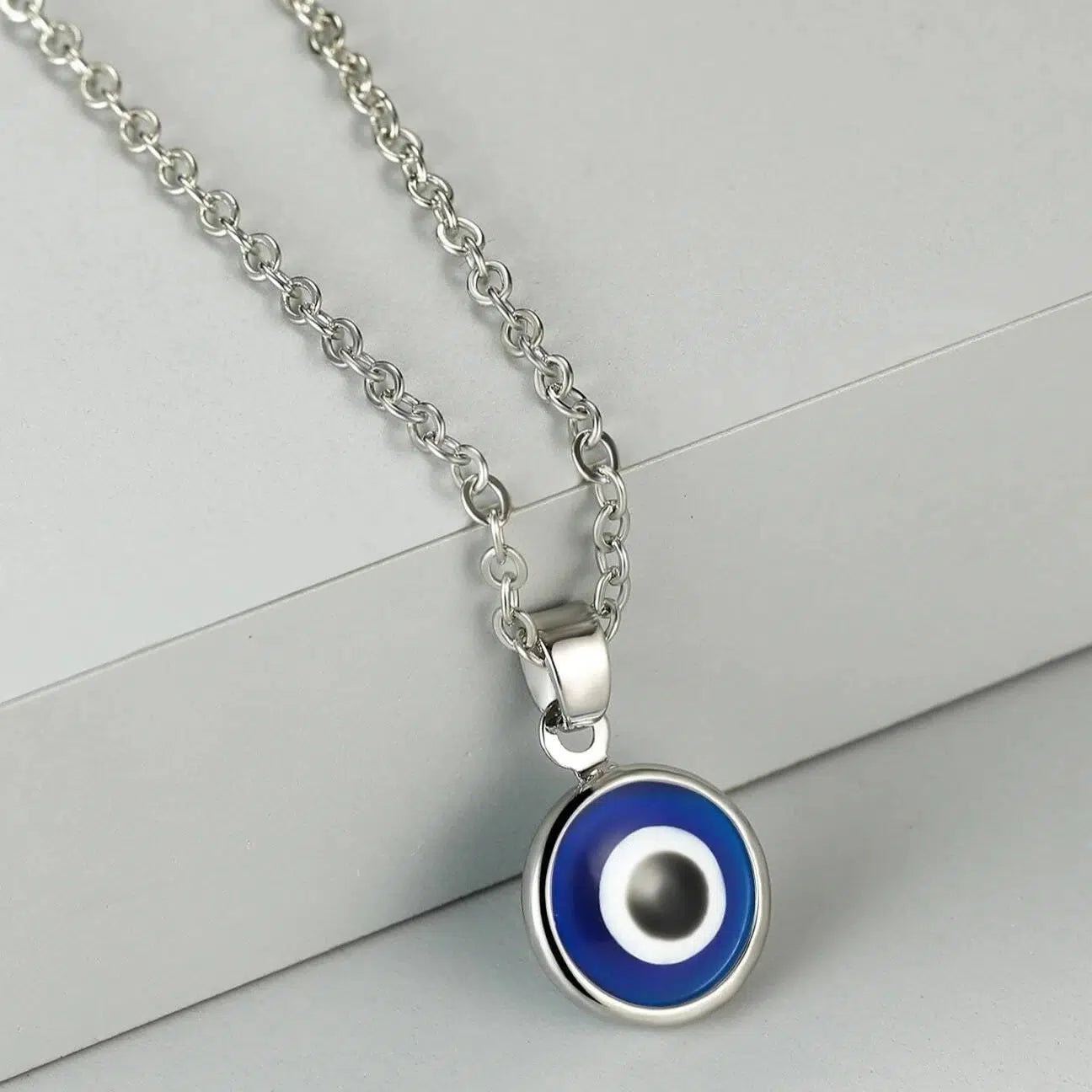 Evil Eye Pendant with Black String Necklace - Auswara