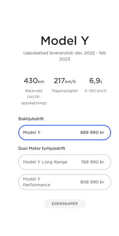 Vad kostar nya Tesla Model Y