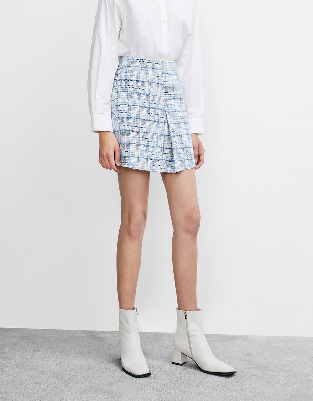 Tweed Plaid A-Line Short Skirts