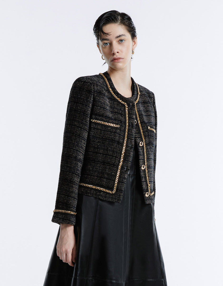 Chain Detail Tweed Jacket – Urban Revivo