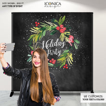 Load image into Gallery viewer, Christmas Party backdrop,Holiday Photo Booth Backdrop, Festive Backdrop, Chalky Holiday Banner, Christmas Wreath Banner Decorations BHO0032
