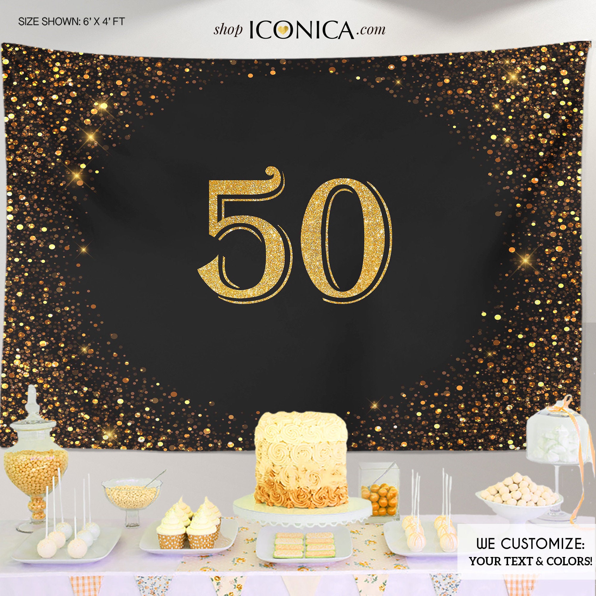 50 Birthday Photo Booth Backdrop, 50th Birthday Party Backdrop, Milest –  Iconica Design