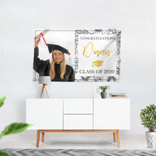 Load image into Gallery viewer, Graduation Party Backdrop Personalized Vinyl Banner,Graduation any school colors or text,Class of 2022 Congrats Grad Decor Printed BGR0029
