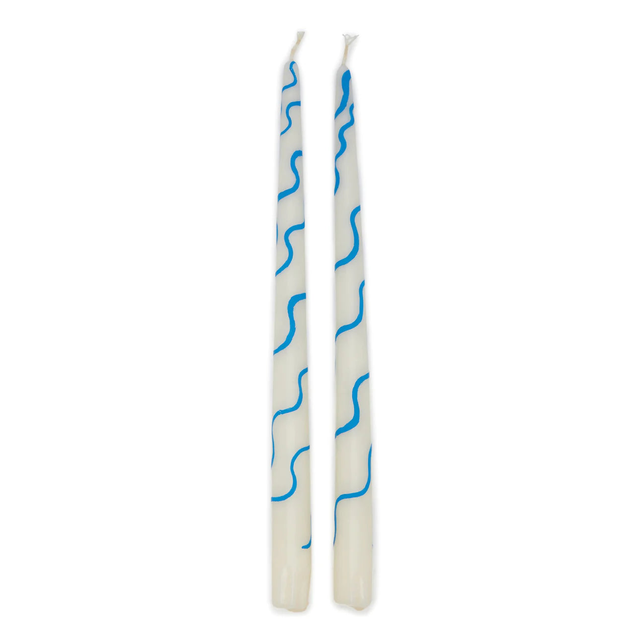 Primary Squiggle Hand-Painted Candles, Blue
