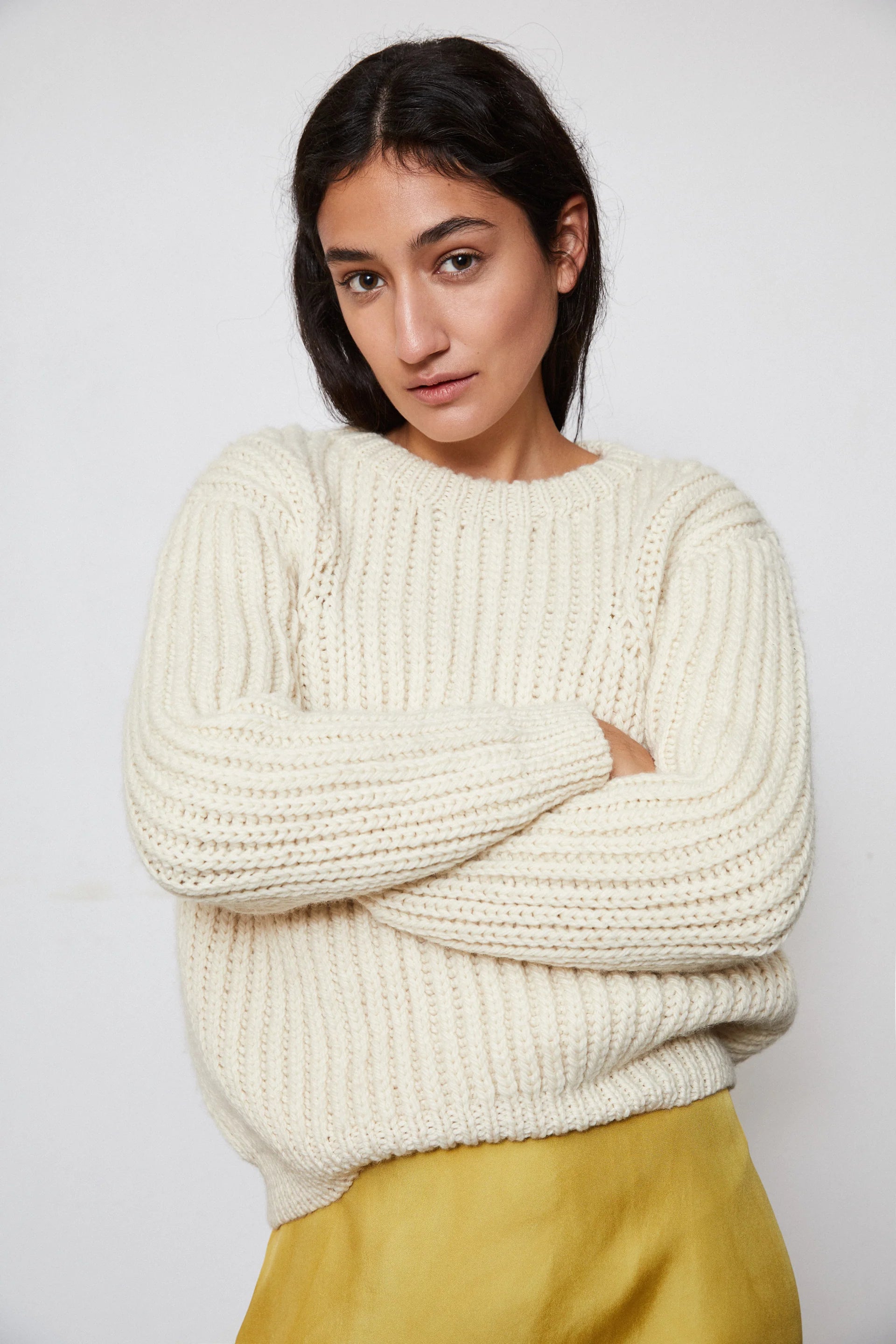Hand Knitted Ombu Sweater, Ivory